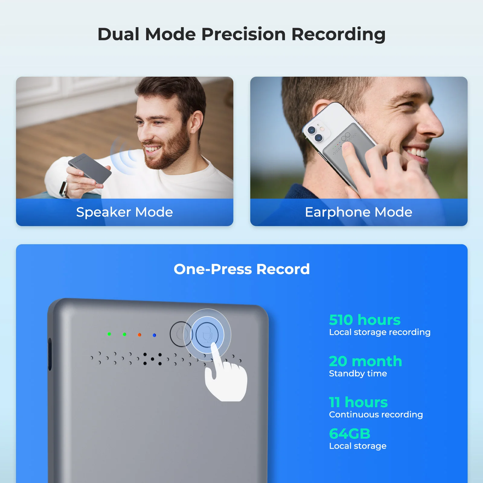 4G AI Voice Recorder with App Control, GPT-4.1 Transcription, 88 Languages - Image 6