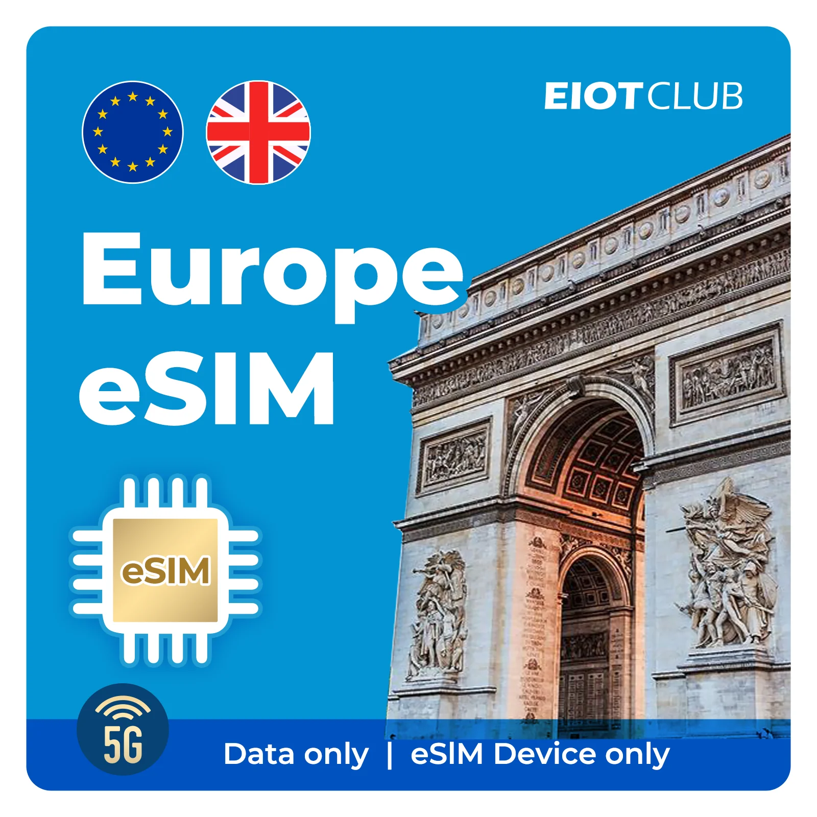 Europe Prepaid Travel eSIM - 4G/5G in 33 Countries, Hotspot Ready