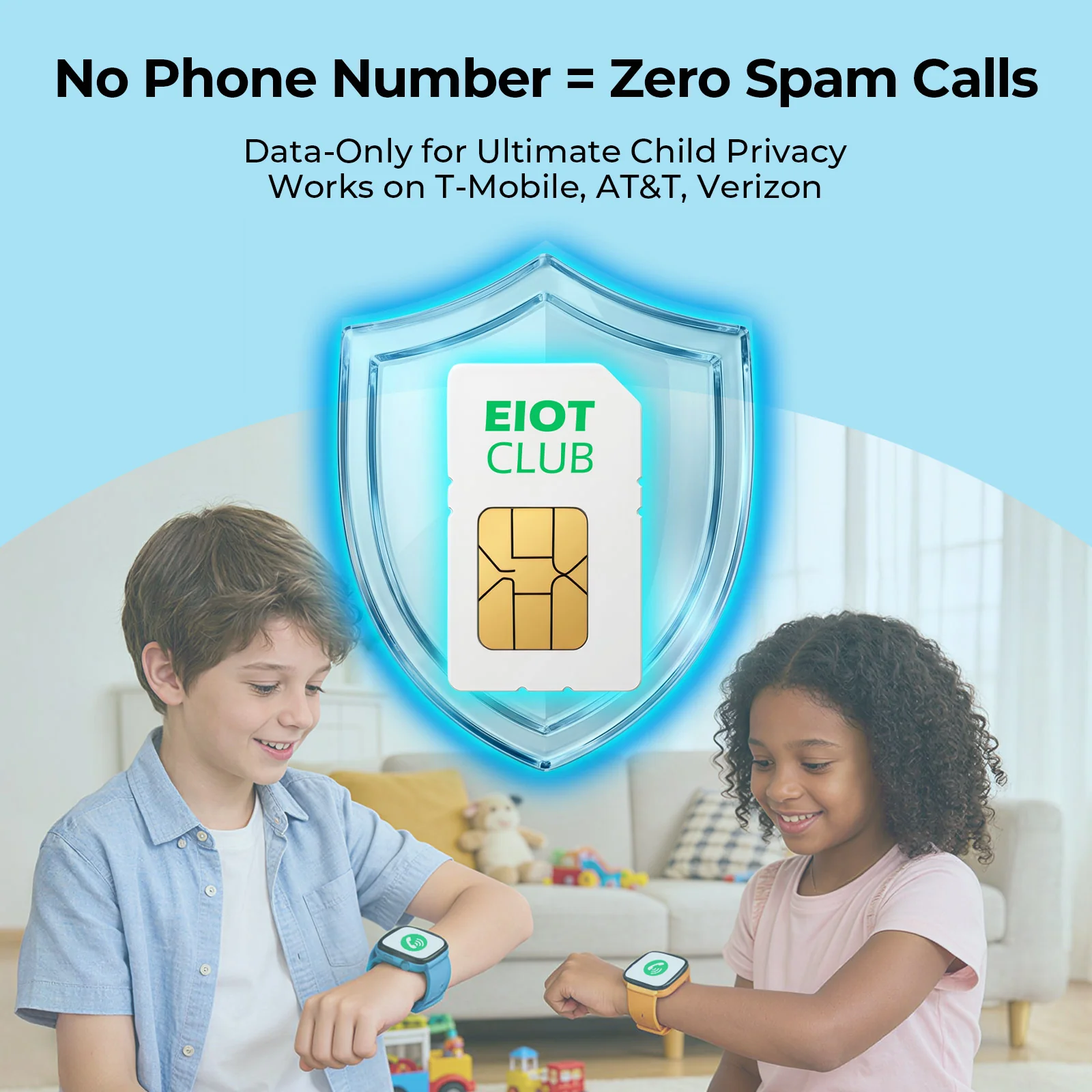 EIOTCLUB Kids' Smartwatch Prepaid Data SIM Card : Triple-Network Coverage | 100% Spam-Free | Zero-Config Setup - Image 5