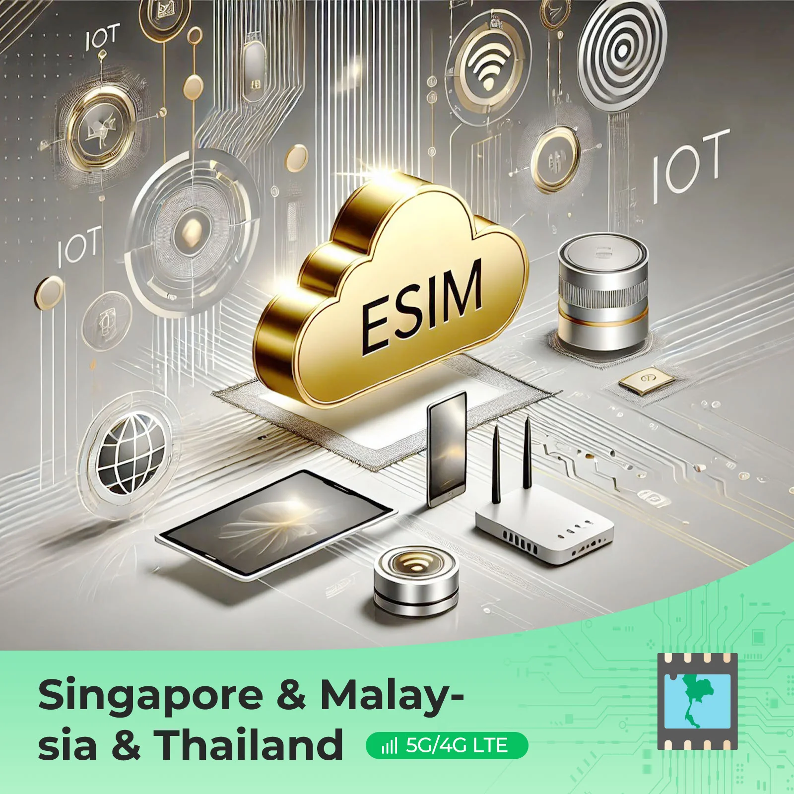 Singapore, Malaysia & Thailand Data-Only eSIM - 4G/5G, No Roaming Fees